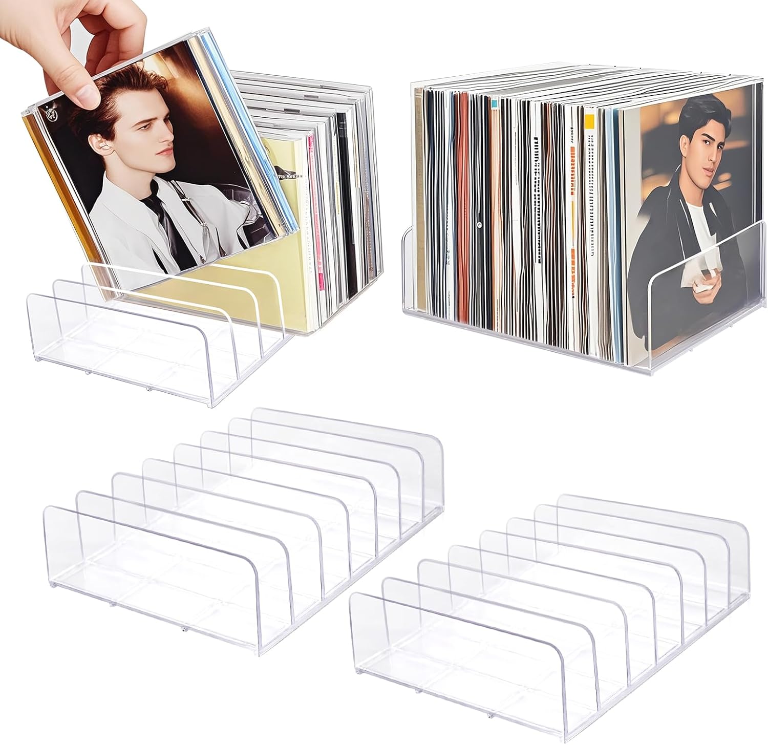 Amazon.com: Business King 4 Pcs Clear Acrylic CD Case Holder, Vinyl ...