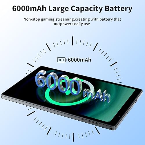 Miniatura 6 de VASOUN Tablet Android 15 de 10.1" con pantalla HD IPS, 8GB RAM (3+5GB extendida) 32GB, pantalla táctil de 6000mAh con batería de 8H, WiFi 6, BT 5.0