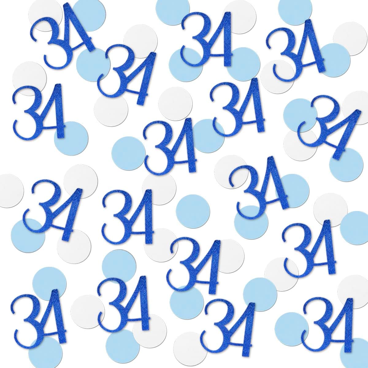 Blue Glitter 34 Confetti, 34th Birthday Number Confetti, 200pcs Anniversary Party Table Decoration Supplies