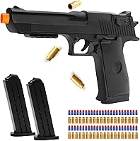 DaoDaoZhu Shell Ejecting Soft Bullet Toy Gun - Realistic Fake Prop Pistol for Halloween Costumes, Indoor/Outdoor Shooting Games, Safe Educational Play (Black)