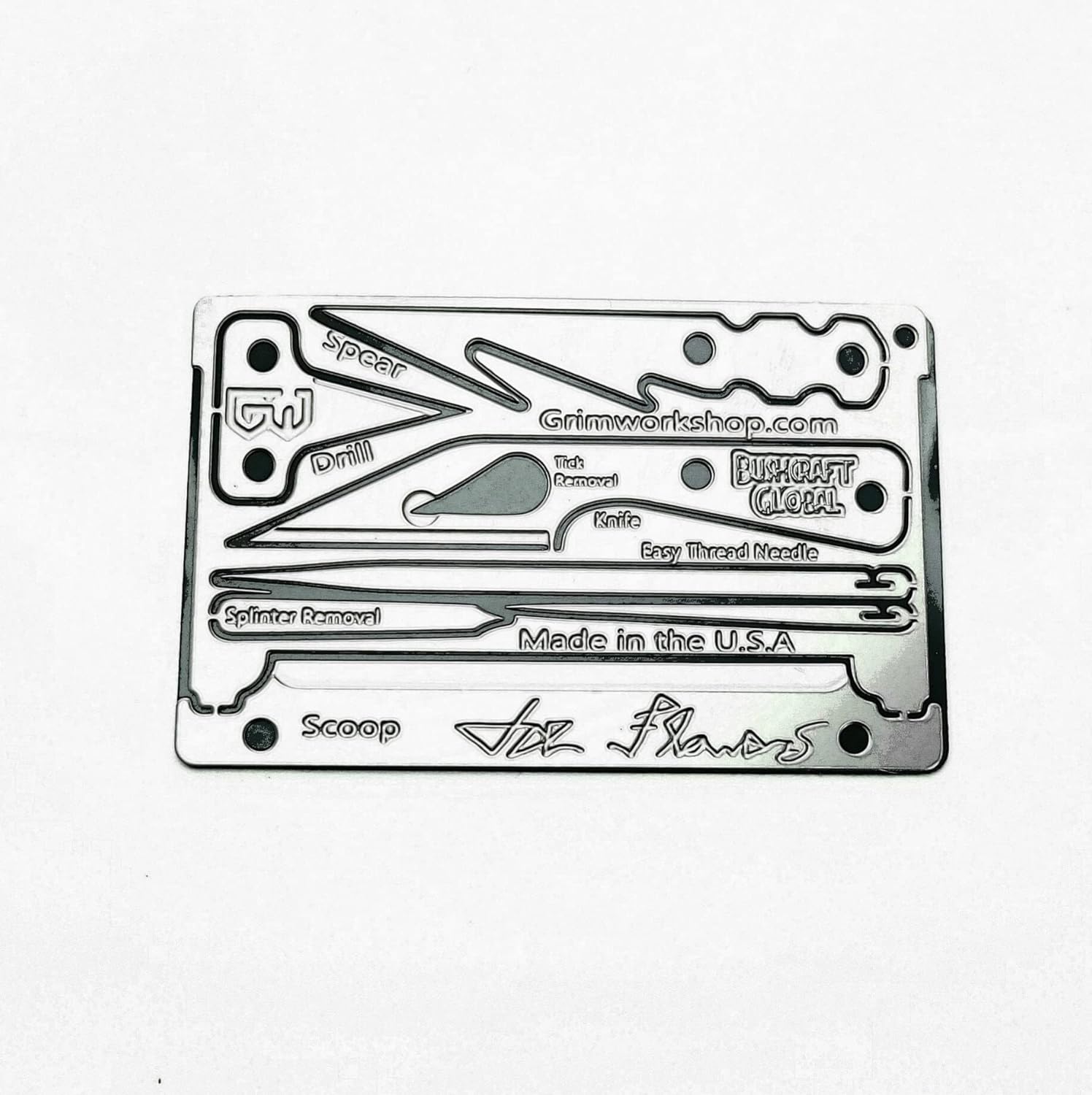 Grim Workshop – Joe Flowers Signature Survival Card – Pockets Multi Software with an EDC Software Package Inside – Stainless Metal Made within the USA Credit score Card Software