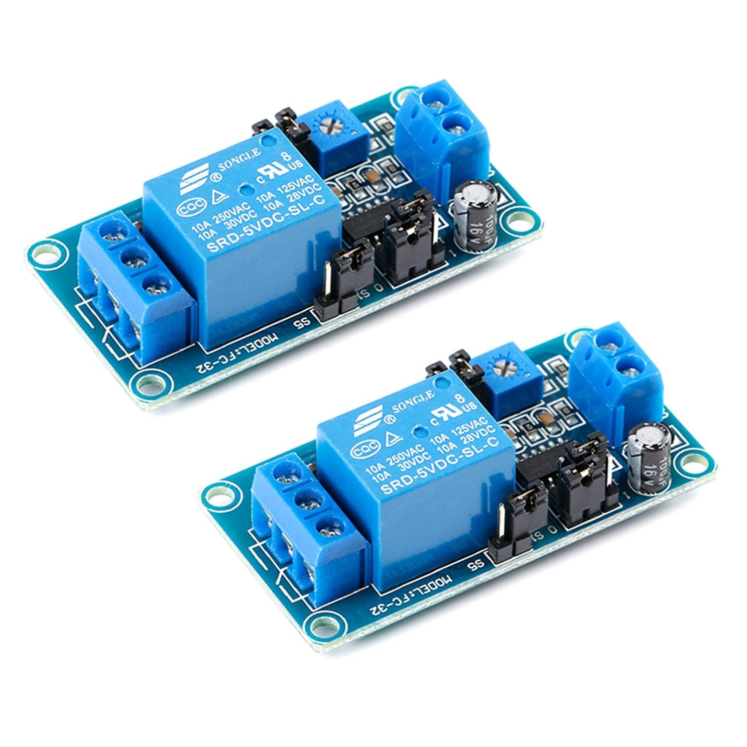 2Pcs DC 5V Delay Relay Module Delay Relay Switch with Timer Adjustable Potentiometer 5V 0.1S Delay Circuit Board Disconnection Connection Function for Smart Home