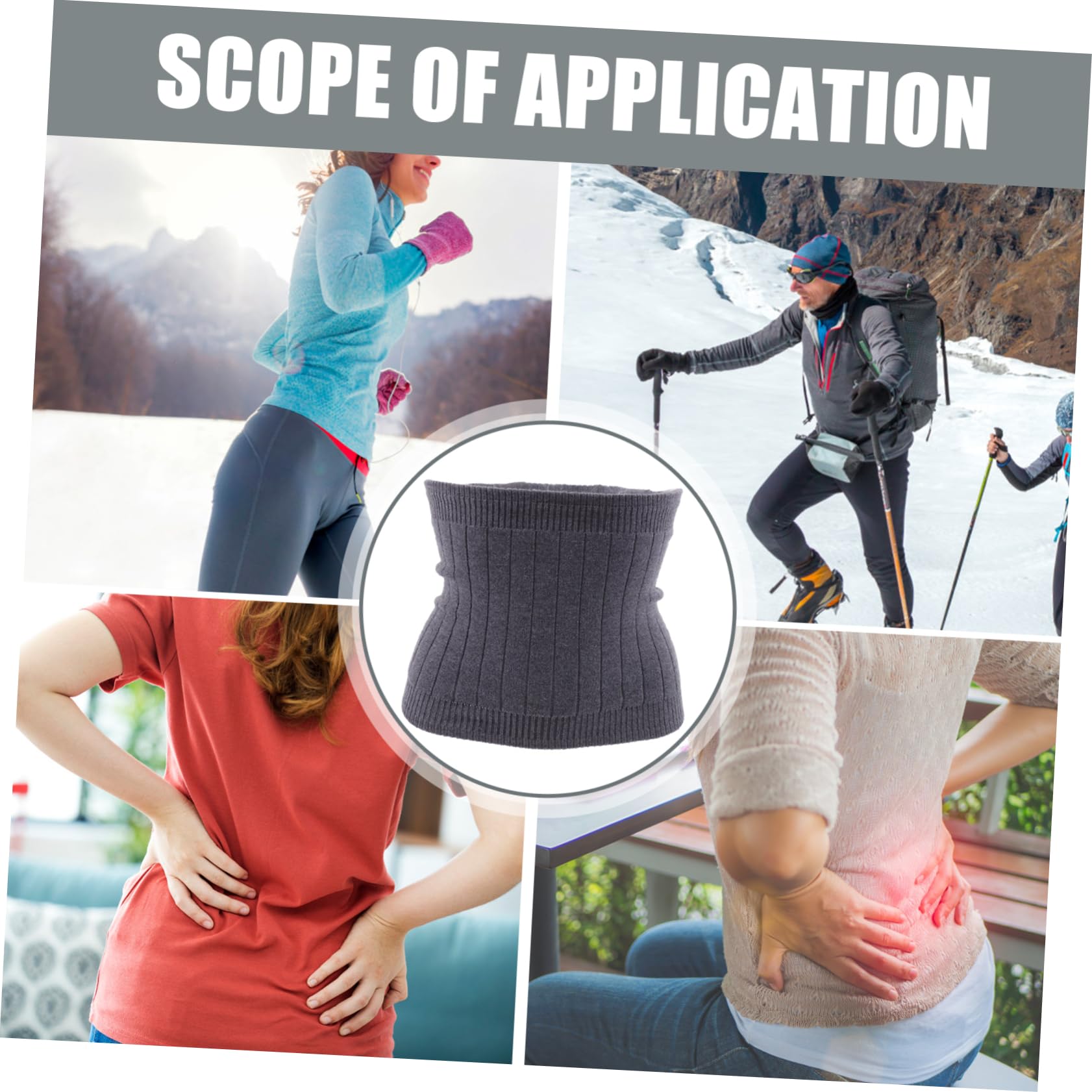 HAPINARY Thermal Cashmere Belt Breathable Waist Support Warming Belt for Comfort Grey