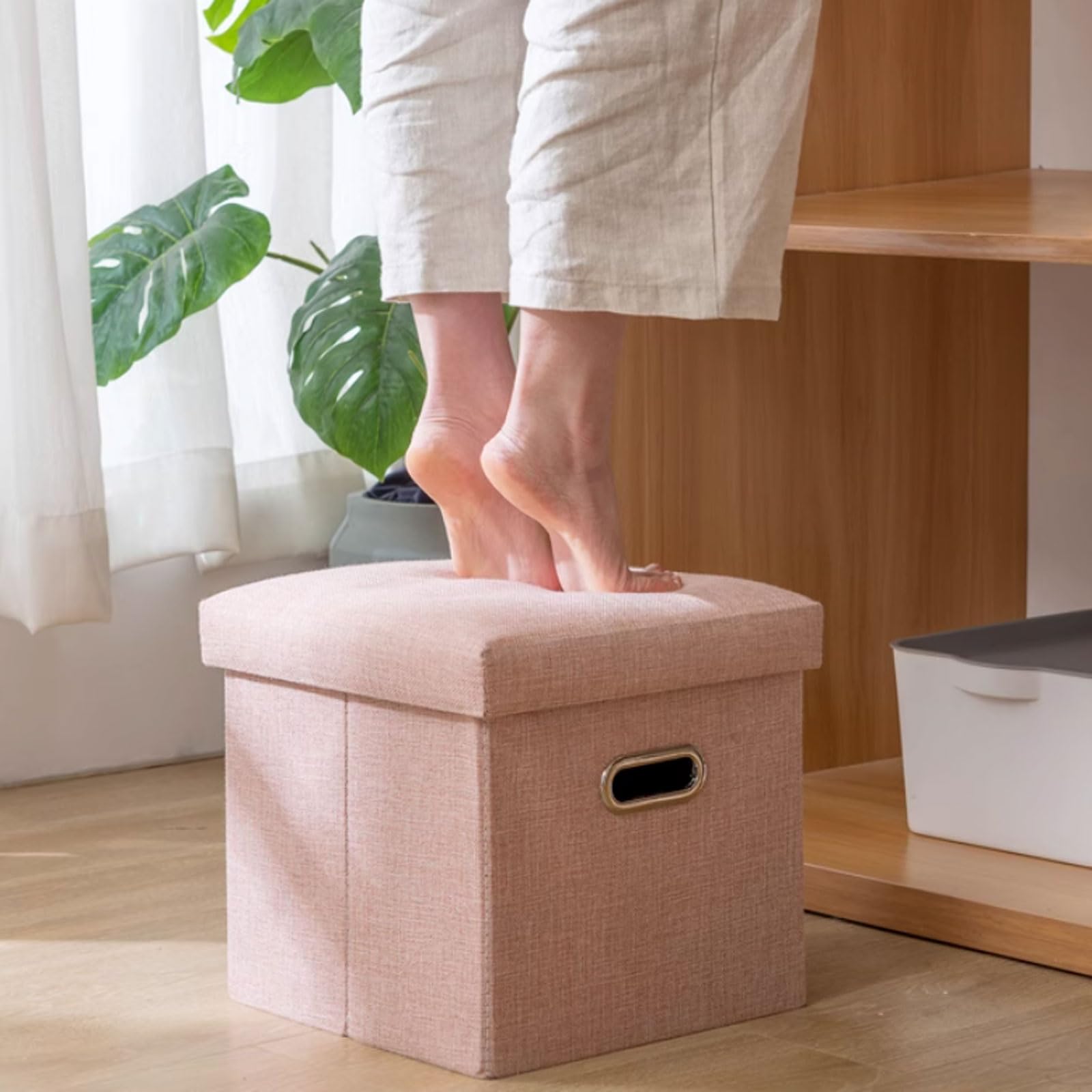 Robusto Miscela in Fibra ottomani Pieghevoli Pieghe di Riposo Pouf con Sgabello a Colori Solidi Eleganti sgabelli risparmia Spazio