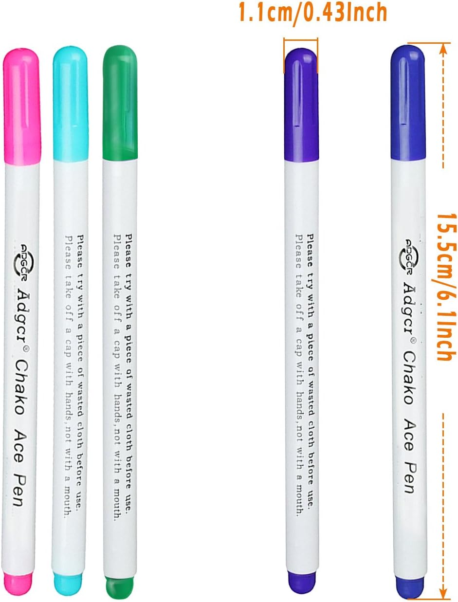 YsesoAi 15-Count 5 Color Disappearing Erasable Ink Fabric Marker Pen for Tailor's Chalk Gel pens Sewing Tools (3Pcs Each Color) : Arts, Crafts & Sewing