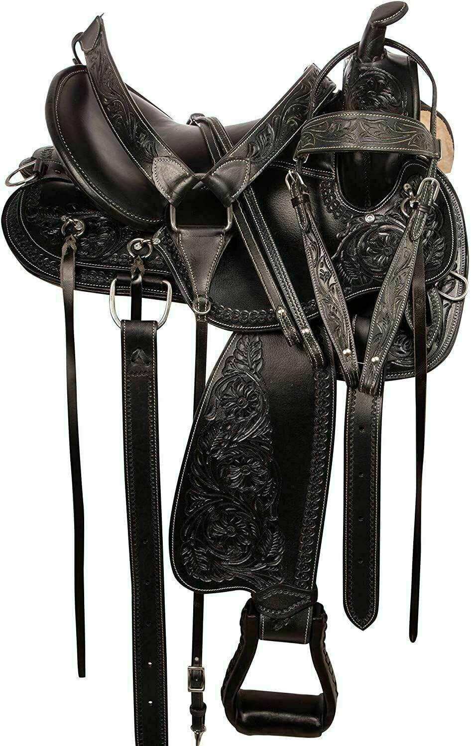 Handmade Premium Leather Comfort Western Barrel Racing Saddles for Horses Trail Equestrian Tooled Carved Horse Saddle for Equestrian Riding Size: 10-18 inch Seat QW40 (11" inches seat)