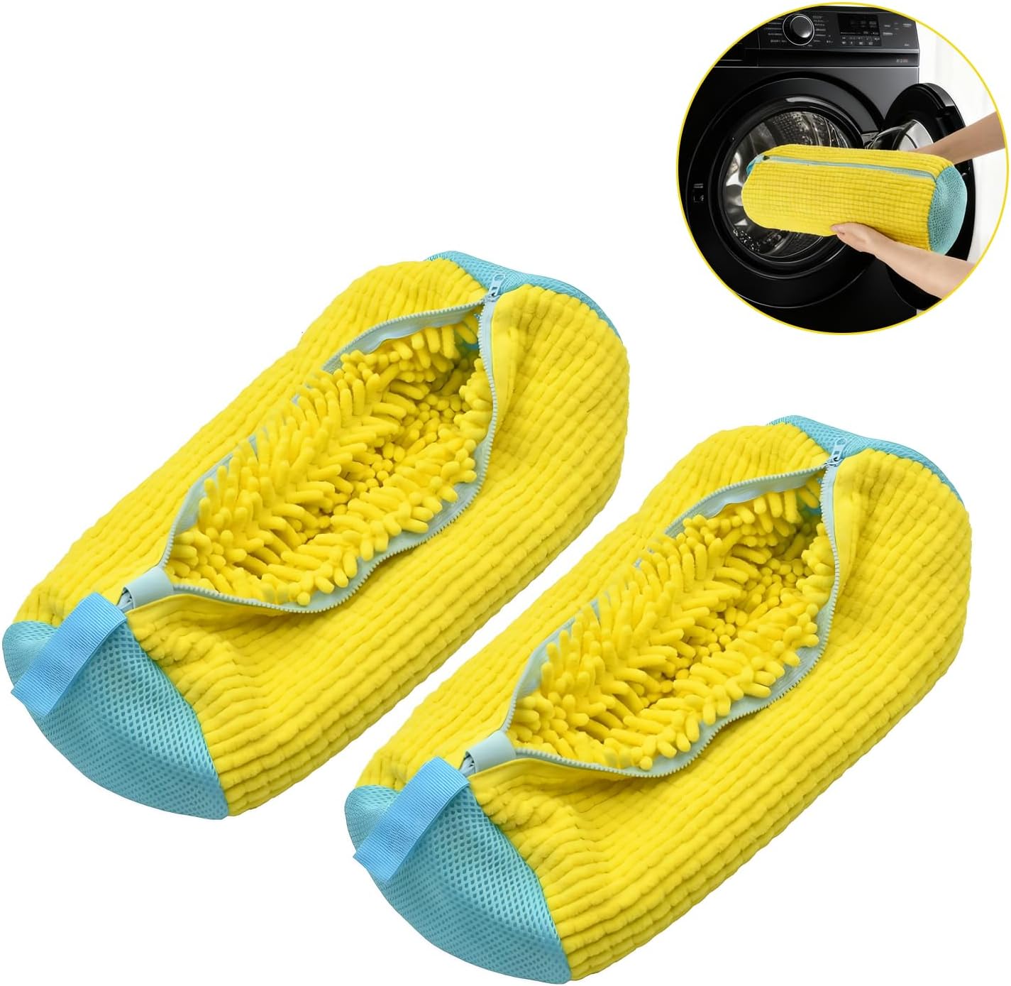 2 Pack Shoe Washing Machine Bag, Reusable Laundry shoe Bags, Protective Shoe Cleaning Bags to Prevent Deformation, Universal Anti-Scratch Laundry Bag (Yellow)