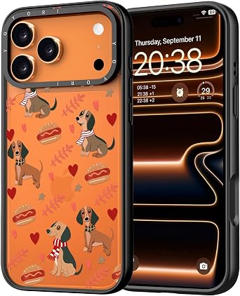 for iPhone 17 Pro Max Case - [6.6 ft Military-Grade Drop Protection] [Anti-Peel Technology] Clear Black TPU Bumper Case with Cute Design Dog and Hot Dog