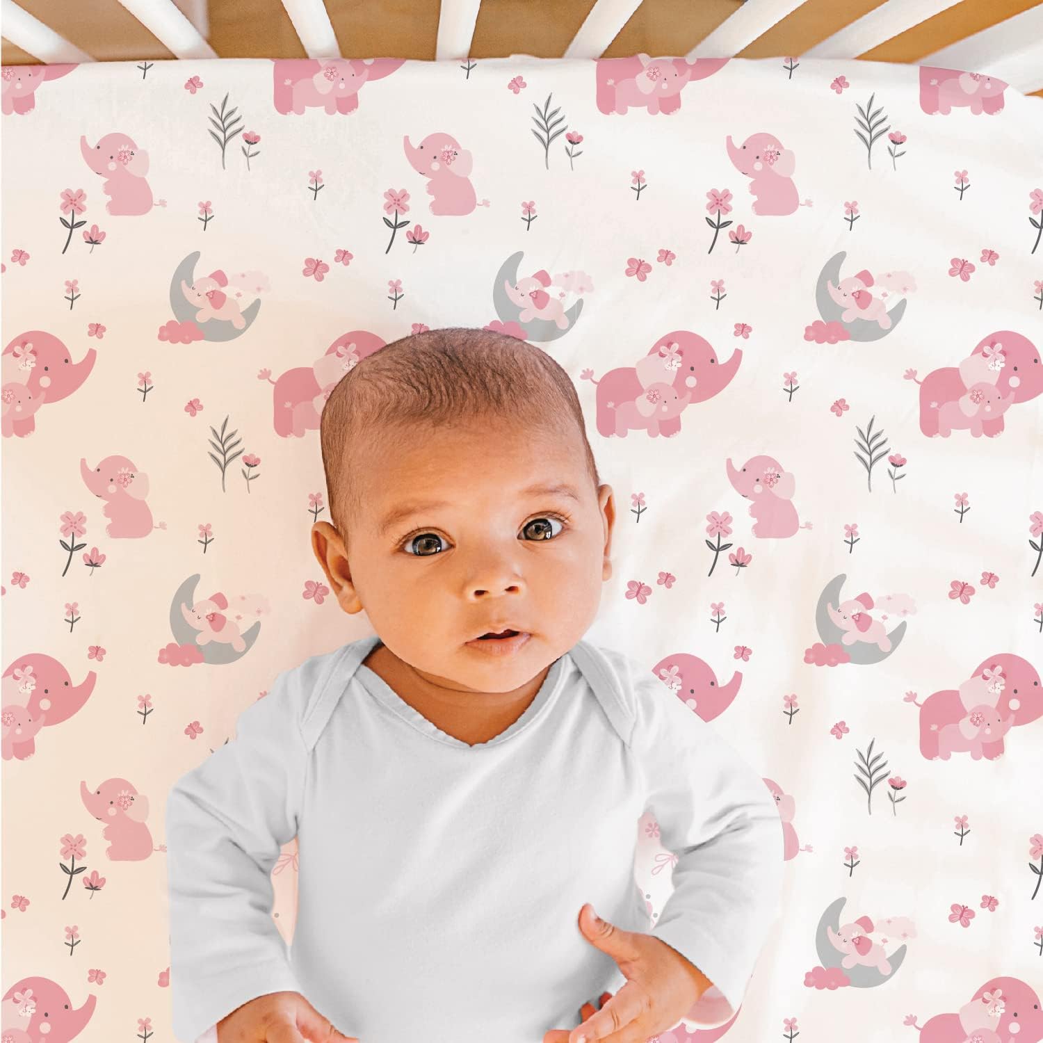 The Peanutshell Pink Elephant Crib Bedding Sets (4 Piece Crib Set)