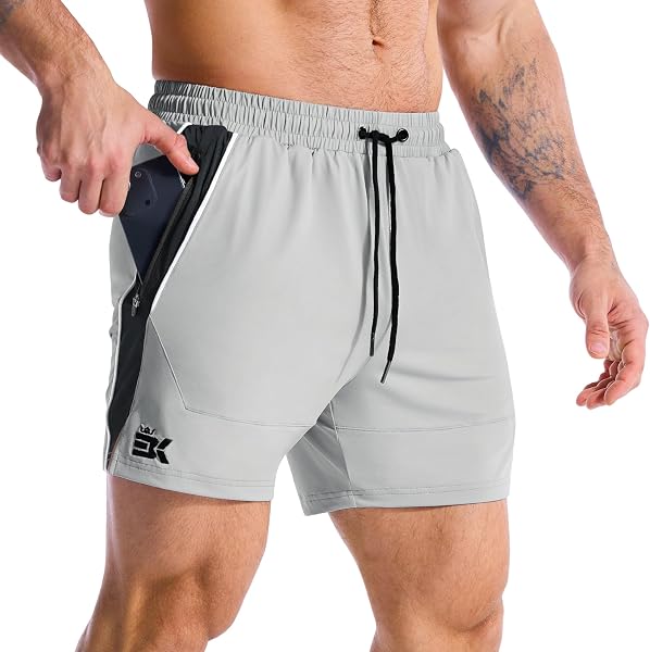 トレーニングハーフパンツ メンズ スポーツ 涼感親肌 吸汗速乾 脇通気メッシュ ジップポケット付き ジム ストレッチ 短パン 夏 筋トレ ショートパンツ 半ズボン トレーニングウェア 部屋着 ランニング - 1