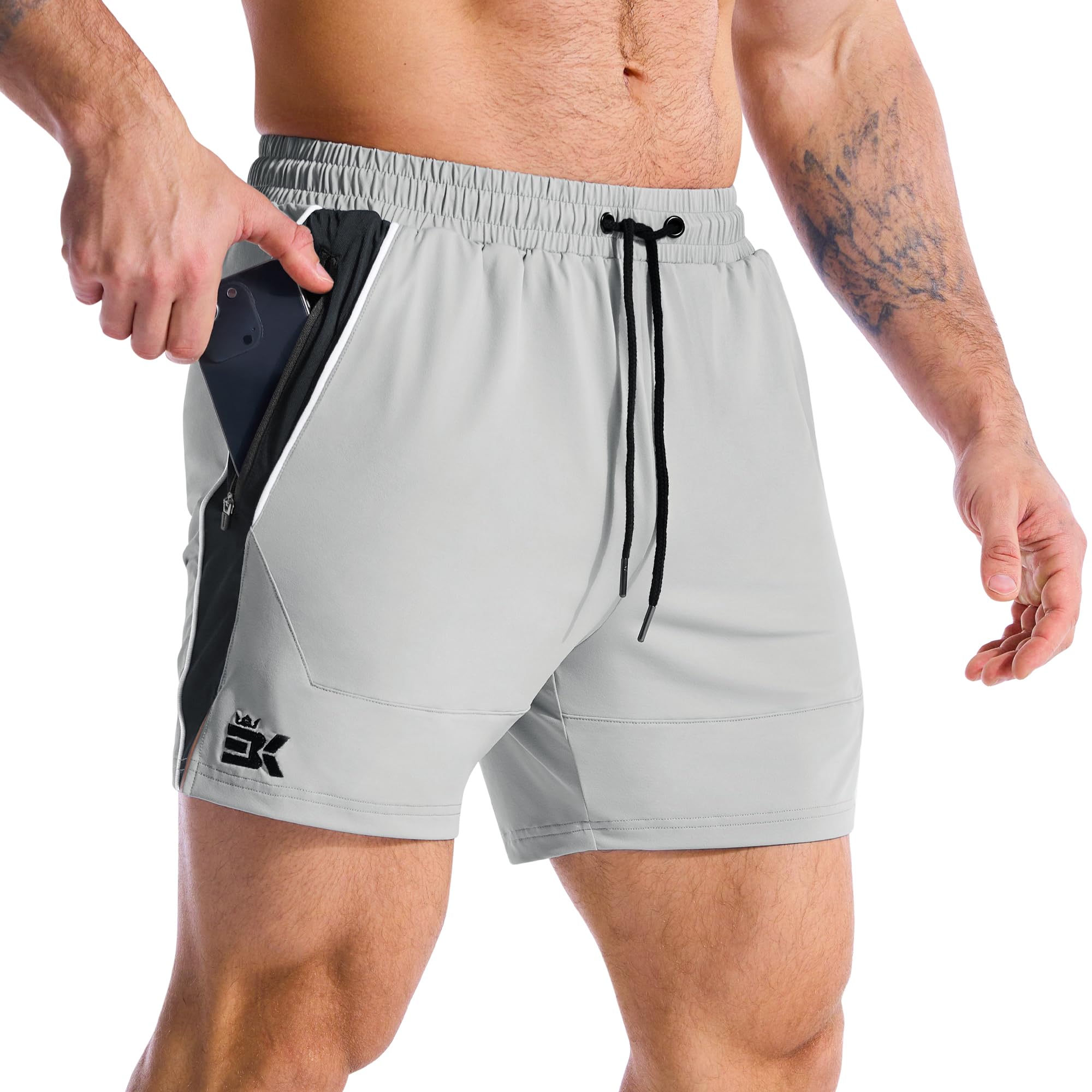 BROKIG Leichte Laufhose Herren Kurz, Schnell Trocknend Sporthose Herren Kurz Gym Workout Shorts mit Reißverschlusstasche