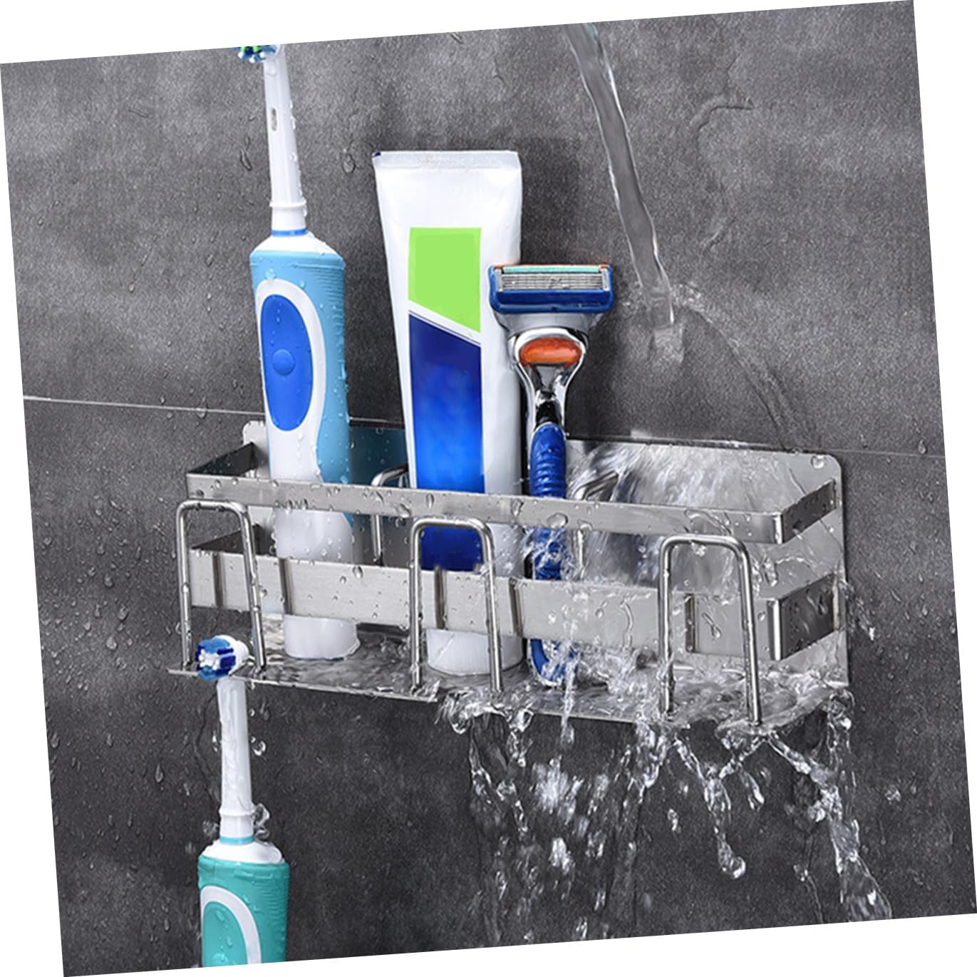 Stainless Steel Toothbrush Holder Practical for Toothbrush and Toothpaste Clean Dry Storage Silver 3-Person Capacity