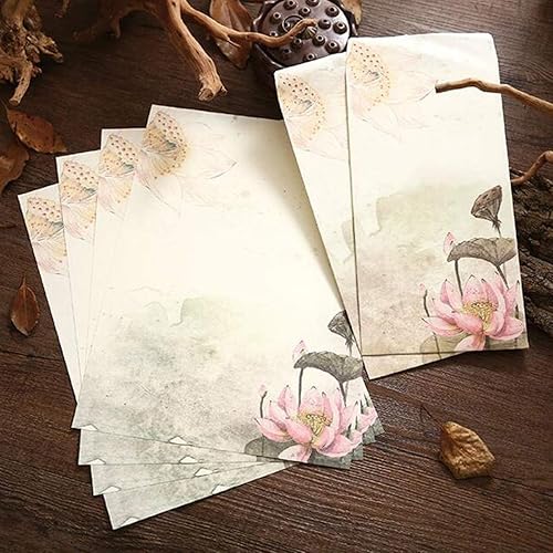 Miniatura 7 de Juego de 48 piezas de papel de papelería de escritura, 32 papeles coloridos de papelería de escritura con 16 sobres, pintura de tinta de 8 colores