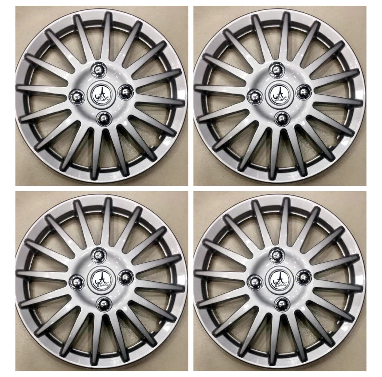 AUTOMART - Wheel Covers/Caps CMRY DSN Silver Compatible with Universal 12/13 / 14/15 / 16 Inches Rim Size (15)