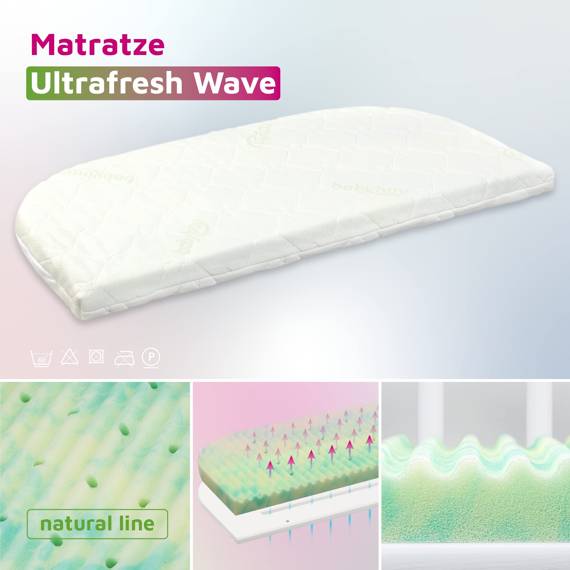 Matelas pour cododo babybay Ultrafresh Wave convient pour le modèle Original