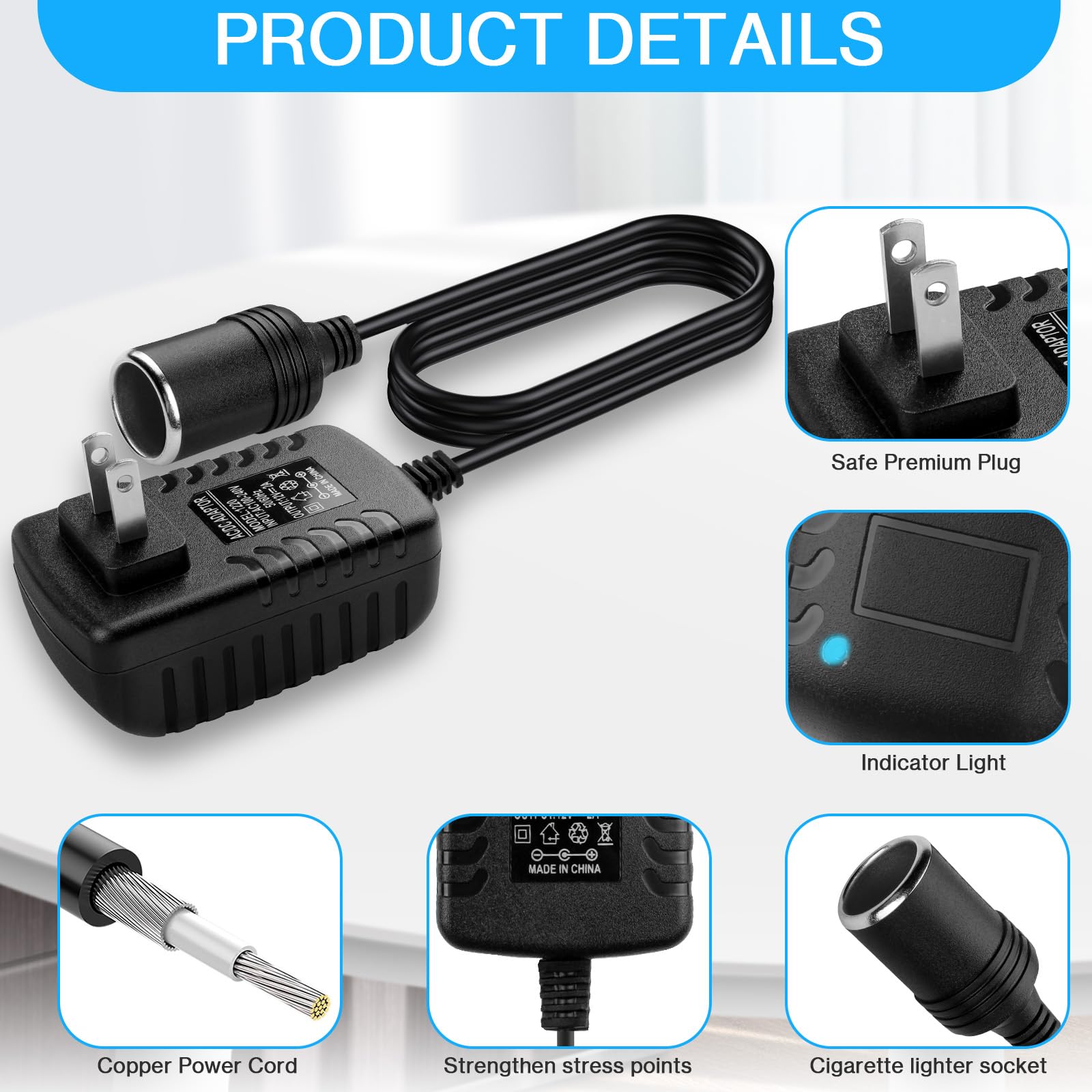 Amazon.com: AC to DC Converter 2A 24W Car Cigarette Lighter Socket Adapter  Power Cable 110-240V to 12V AC/DC for Automobile Home Use Car to Wall  Plug（Under 24W only） (Pack of 2) :