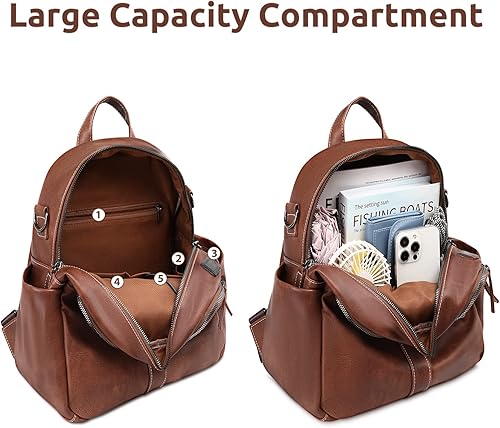 Miniatura 3 de Mochila para mujer, de piel sintética, para mujer, trabajo, oficina, viajes, universidad, estudiantes, escuela, con puerto de carga USB, bolsa de