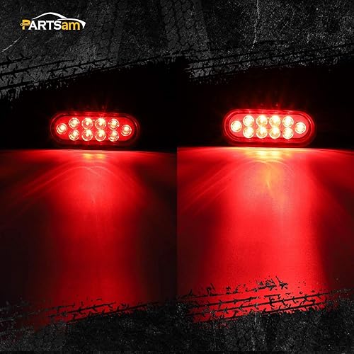 Miniatura 3 de Partsam Kit de luces LED rojas para portaequipajes, 2 luces traseras ovaladas impermeables de 6 pulgadas con ojales de goma, 1 arnés de cableado de