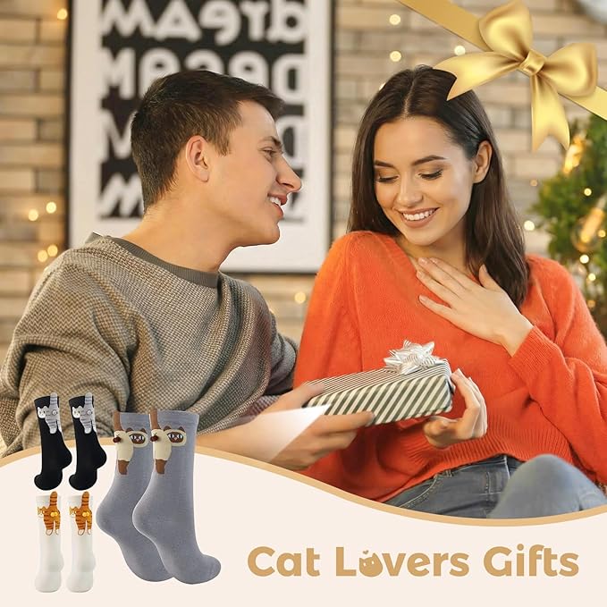 Calcetines de Gato 3D para Mujer, Algodón, Divertidos y Originales miniatura 2