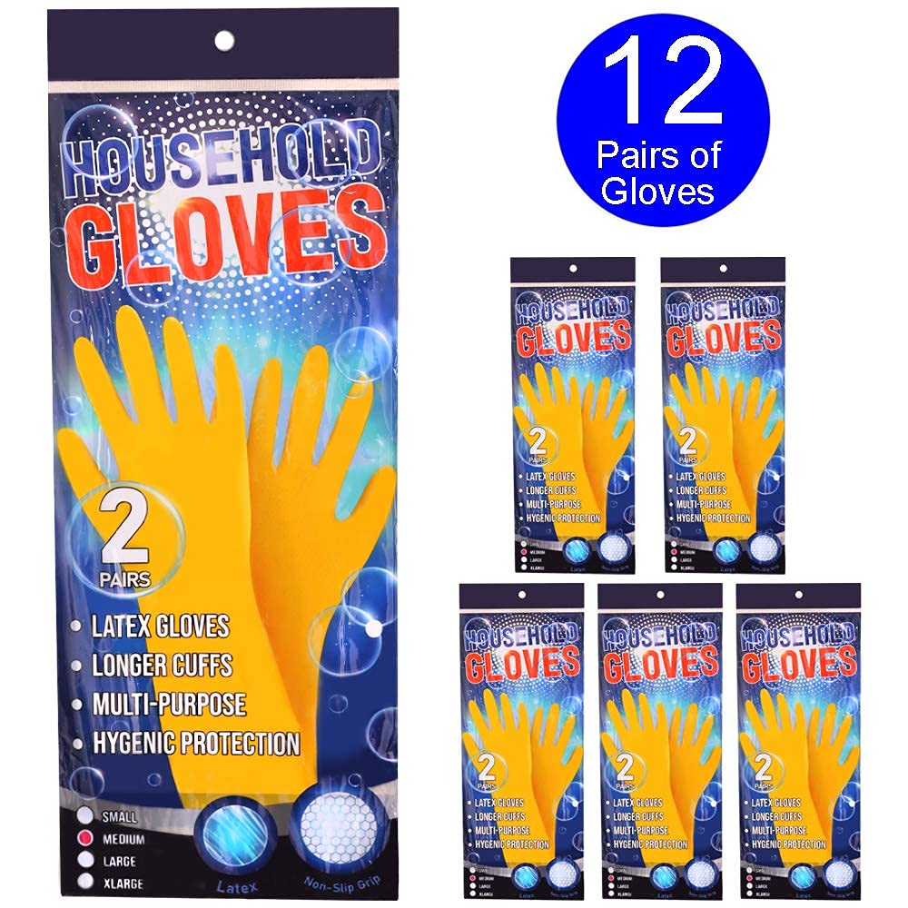 ADULTS HEAVY DUTY LATEX SAFETY GLOVES X12 PAIRS INDUSTRIAL HYGIENIC
