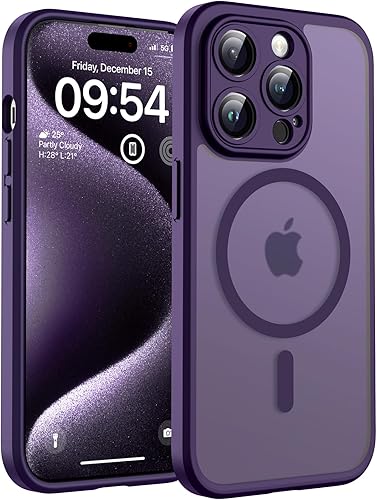 Miniatura 54 de TOCOL Funda magnética para iPhone 15, protección completa mejorada de la cámara, compatible con Magsafe, protección contra caídas, translúcida mate,