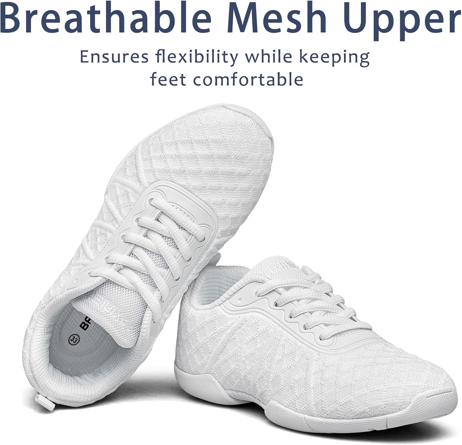 BAXINIER Girls Cheer Shoes White Dance Sneakers