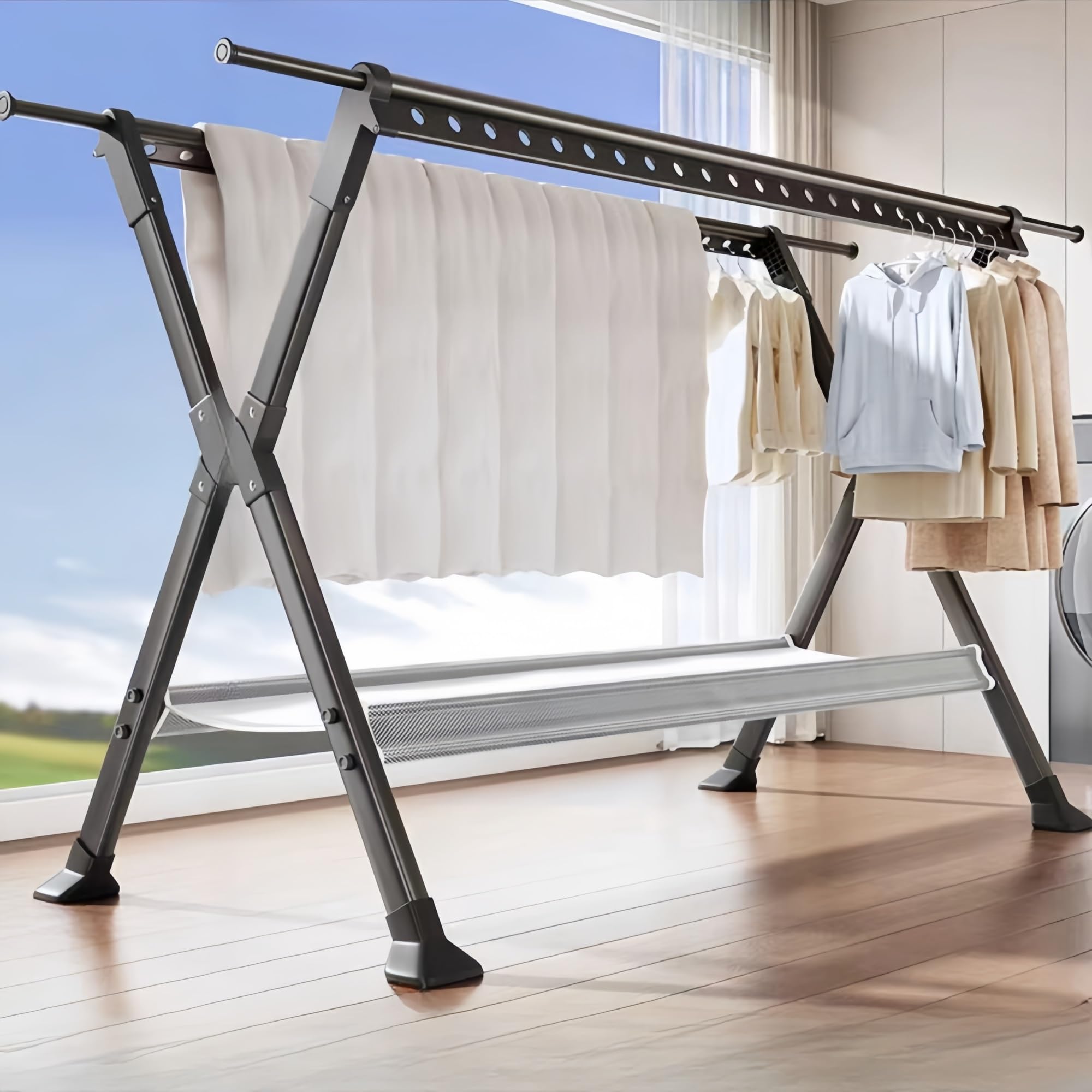 Étendoir à linge en acier inoxydable durable pour sécher de grands draps