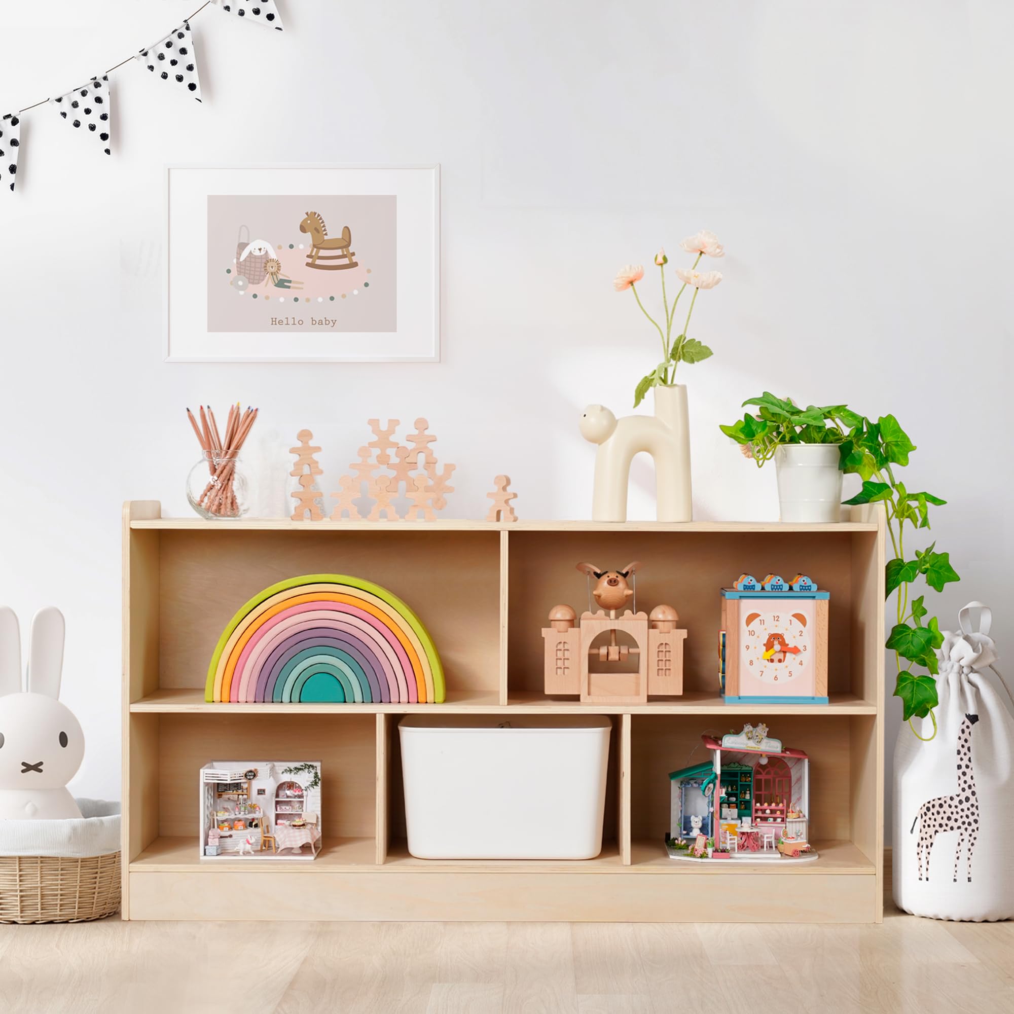 Amazon.com: Leeshyah 5-Section Wooden Toy Shelf for Kids