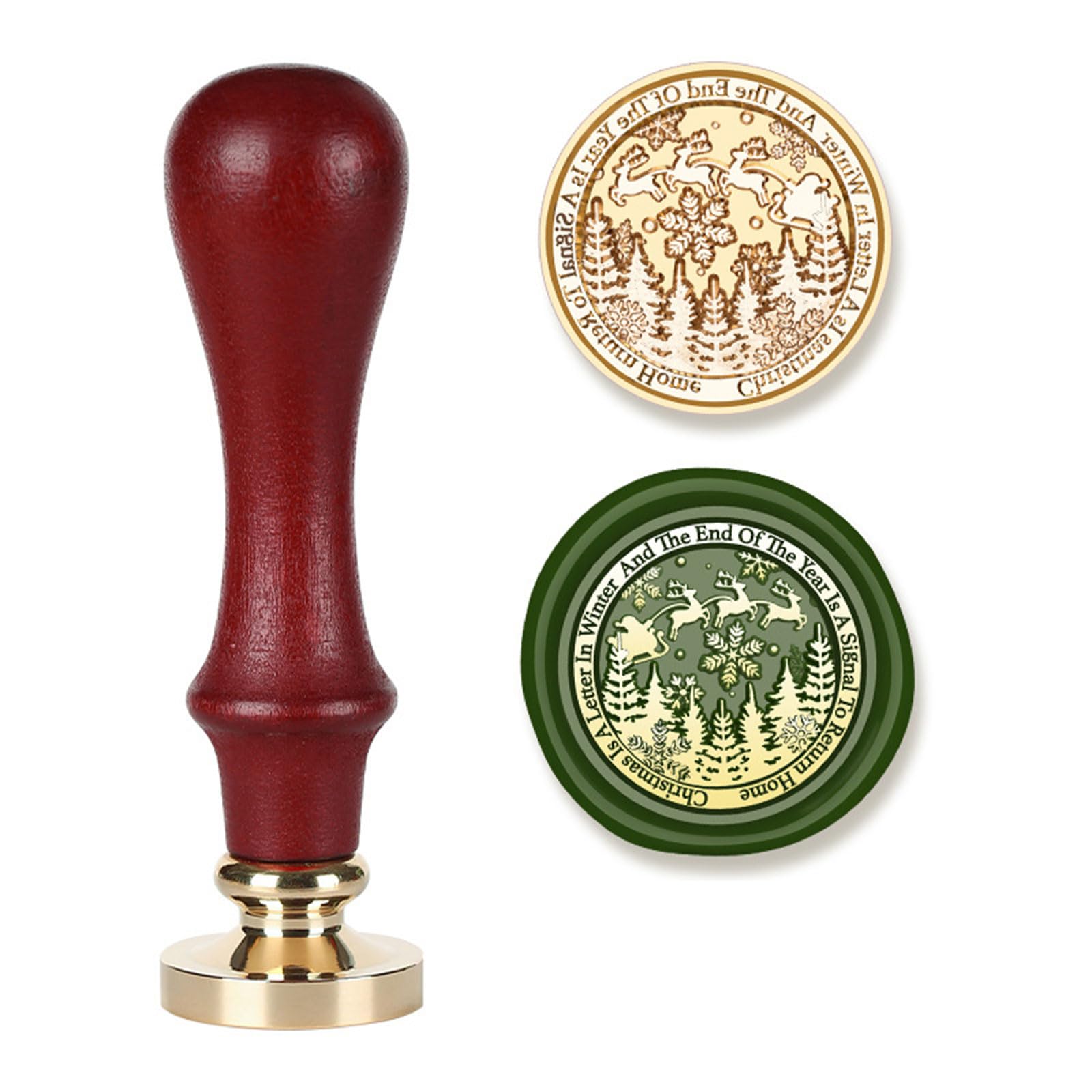 Elnwnnkc Christmas Sealing Stamp Head with Handle for Wedding Invitations Envelope Scrapbooking, Embossed Sealing Stamp Christmas Seal Set