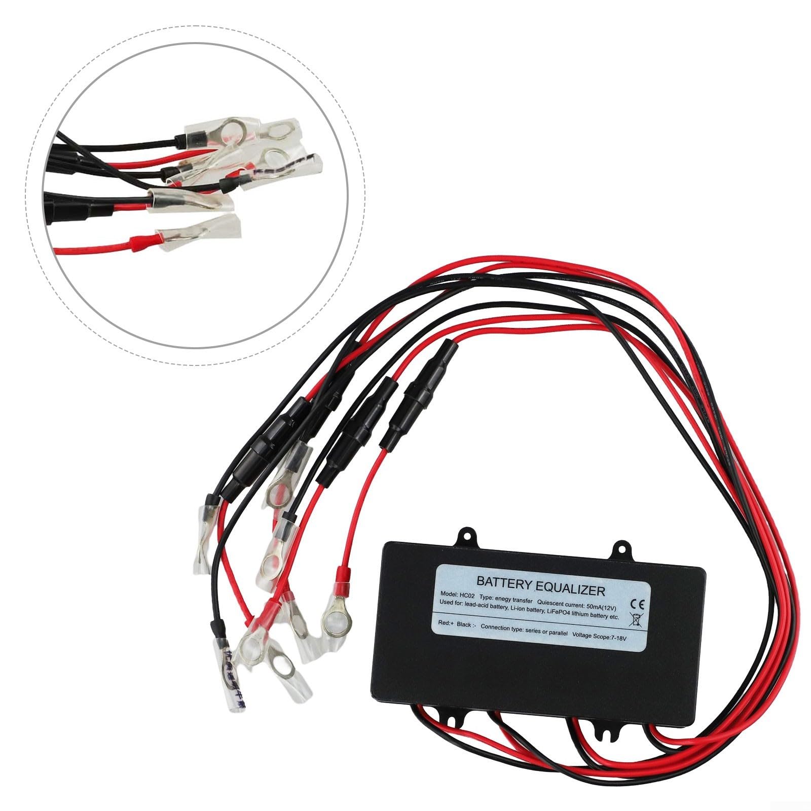 Intelligenter Batteriespannungsausgleicher, 24 V, 48 V, LED-Display, Lade-Entladungs-Equalizer mit Niederspannungs-Trennschalter für Serienverbindungen (HC02 (mit))