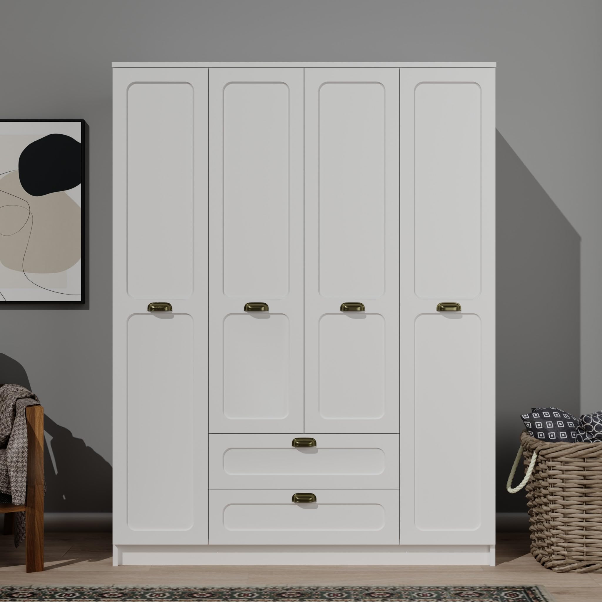 Alya 4 Kapaklı 140 Cm 11 Raflı, Askılı Elbise