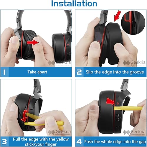 Miniatura 5 de Geekria QuickFit - Almohadillas de repuesto para auriculares Sony MDR-XB950BT, MDR-XB950B1, MDR-XB950H, piezas de reparación (azul marino)