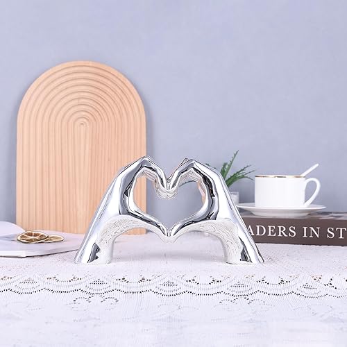 Miniatura 6 de Estatua de dedo de amor galvanizada, escultura en forma de corazón, decoración de arte moderno, decoración creativa de mesa de boda y hogar en