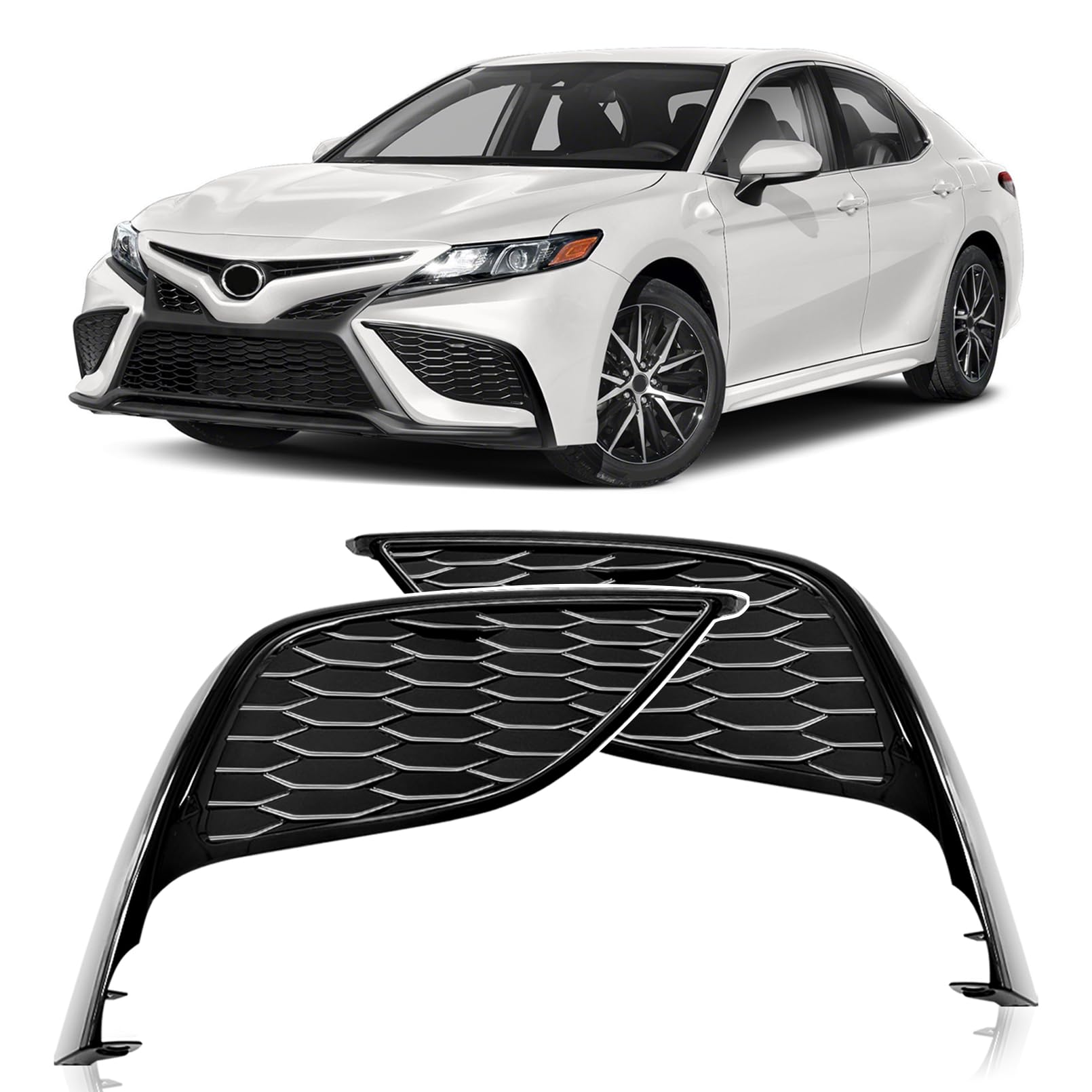 2 PCS Front Fog Light Cover Fit for Toyota Camry SE XSE 2021 2022 2023, ABS Front Bumper Fog Lamp Frame Cover Left Driver & Right Passenger Side