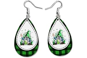 Heart Shaped Lucky Shamrock Clover Dangle Earrings