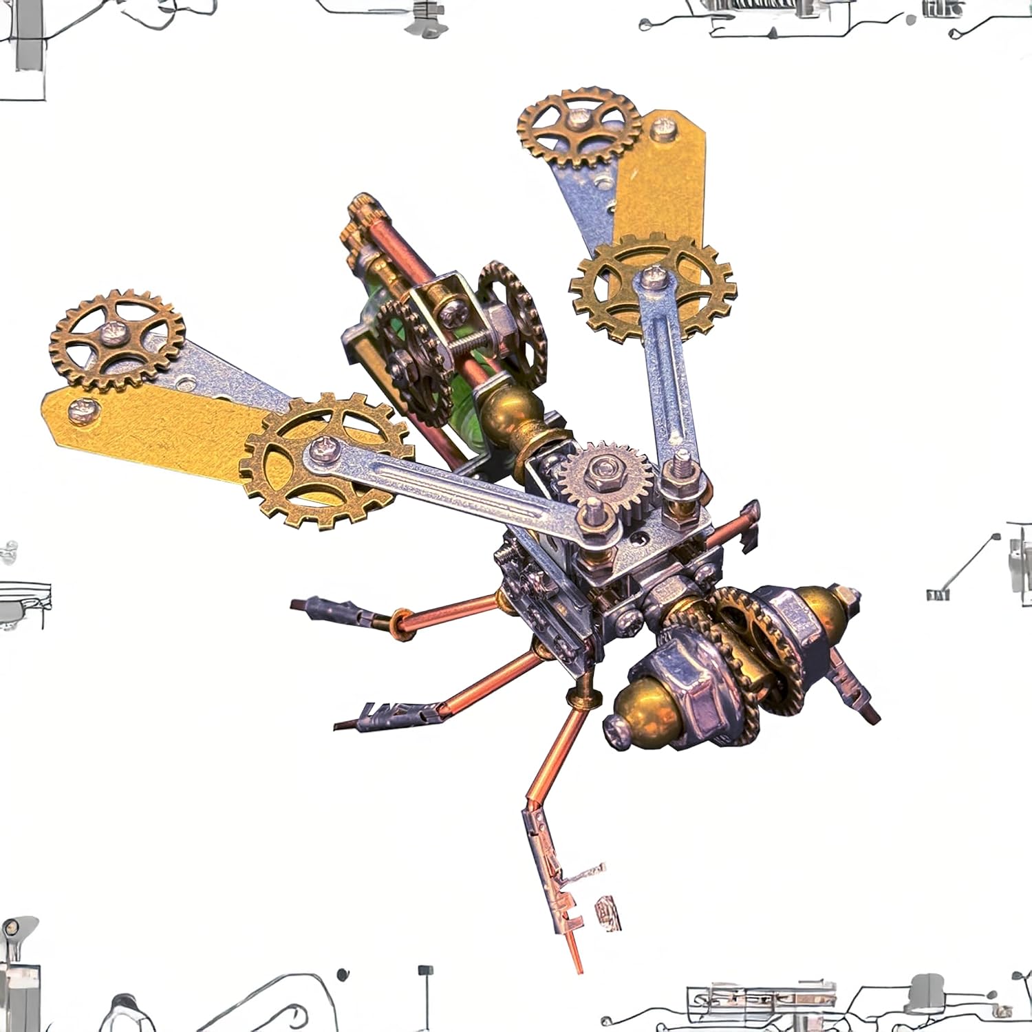 Mechanical Bee Model Metal Insect Bug Sculpture Steampunk, 3D Puzzle Making Kit,Hobby Kit Fun Crafts,Cool for Birthday(Mechanical Bee B)