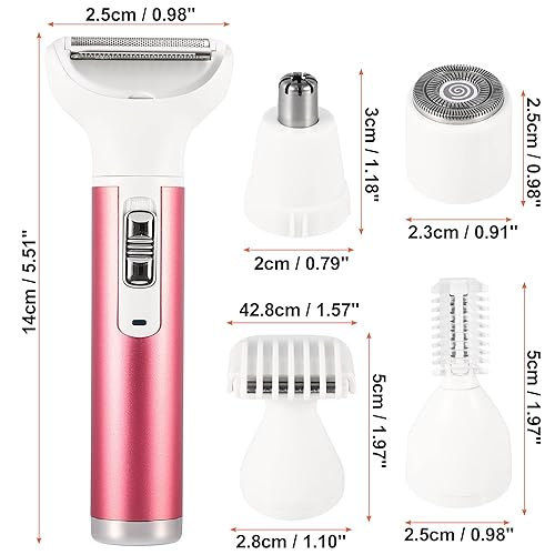 Miniatura 4 de VOCOSTE Maquinilla de afeitar eléctrica para mujer, afeitadora eléctrica 5 en 1 para mujer, recortadora de pelo recargable portátil para húmedo y