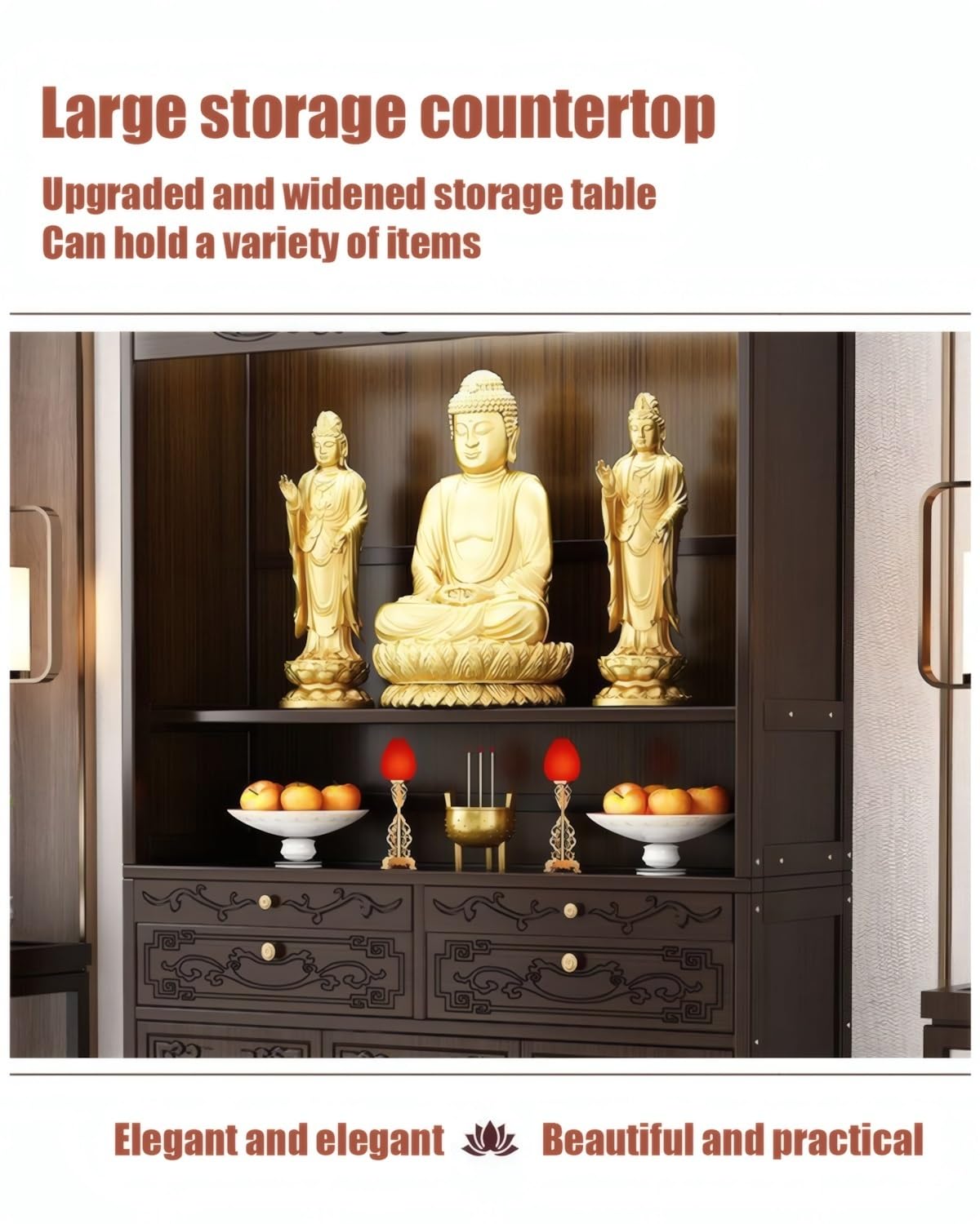 Altare Buddista, Tavolo Per Altare Da Meditazione, Tavolo Per Offerte Con Piedistallo In Stile Cinese, Altare Con Mobile Contenitore(102cm/40.2in)