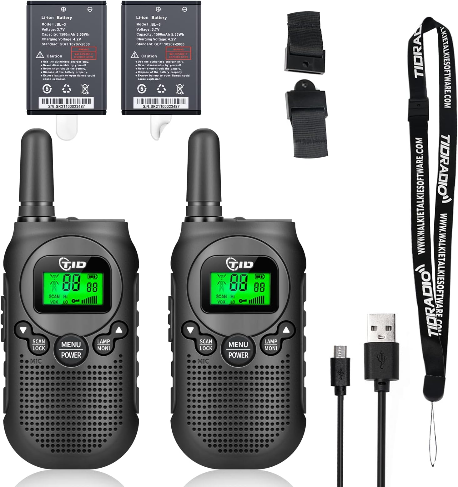 TIDRADIO TD-M3 Walkie Talkies for Kids 22 Channel USB Rechargeable Kids Walkie Talkies 2 Way Radio Toy Best Gifts for Boys and Girls to Outside 2 Pack