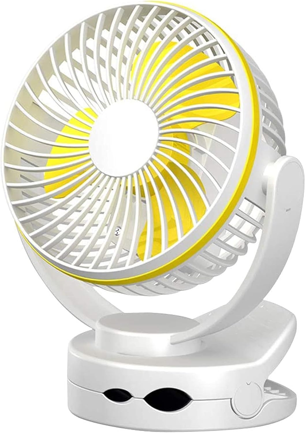 BENHAI USB Clip on Fan, Portable Mini Desk Fan 360° Rotation Angle Table Fan 4 Speeds USB Fan for for Home Bed Office Outdoor Travel (White)