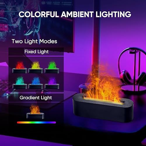 Miniatura 3 de YALEDI Difusor de llama para chimenea, difusor de aceite esencial de aromaterapia, humidificador ultrasónico de niebla fría de 5.1 fl oz para