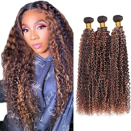 Highlight Curly Wave Bundles 4/30 Brazilian Cheveux humains 3 bouquets 100% Unpr