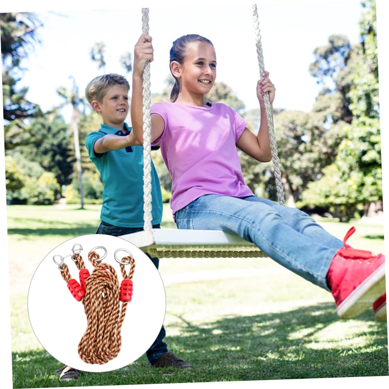 Adjustable Swing Strap Set for Outdoor Use 6 Pcs Nylon Hanging Kit 4 Adjustable PP Ropes and 2 Connectors for Tree Swings and Hammock Accessories Random Color