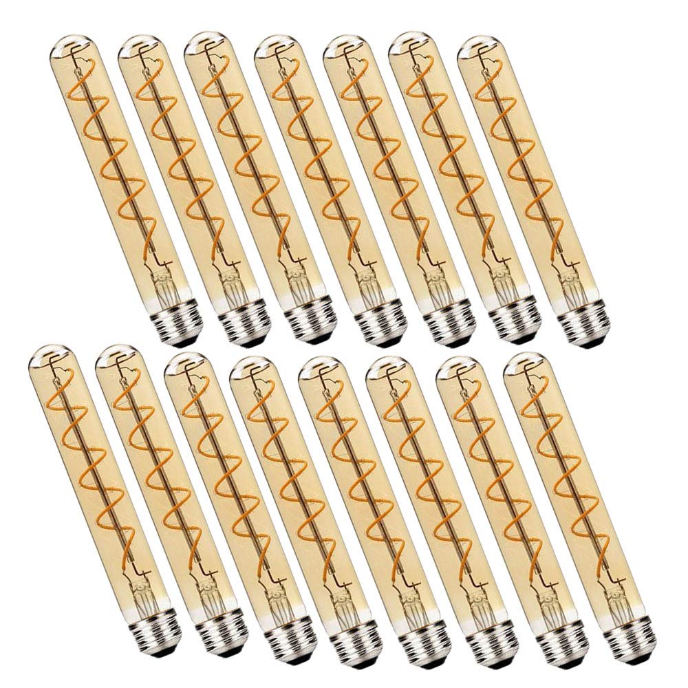 Bombillas LED de Filamento T30 E27 Blanco Cálido 2700K,Tubo Largo de 185mm Bombilla LED Retro Bombillas de Tubo Decorativo E27 4W(Reemplazo de Bombilla Halógena 40W)15Paquetes