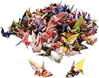 50pcs Mini Yuzen Paper Cranes Handmade Origami - Delicate High-Difficulty Folds for Advanced Crafters, Stationery & Gifts
