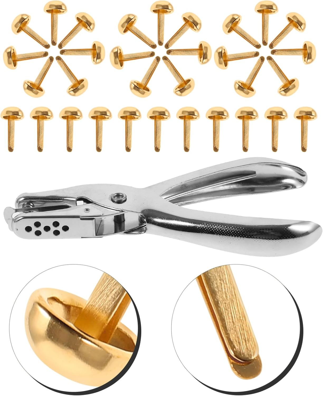Uonlytech 2sets Decorative Brads Rivets for Clothing Mushroom Nails Punch Tool for Dressmaking and Crafts Sturdy and Easy to Install Rivets for Bags and Shoes