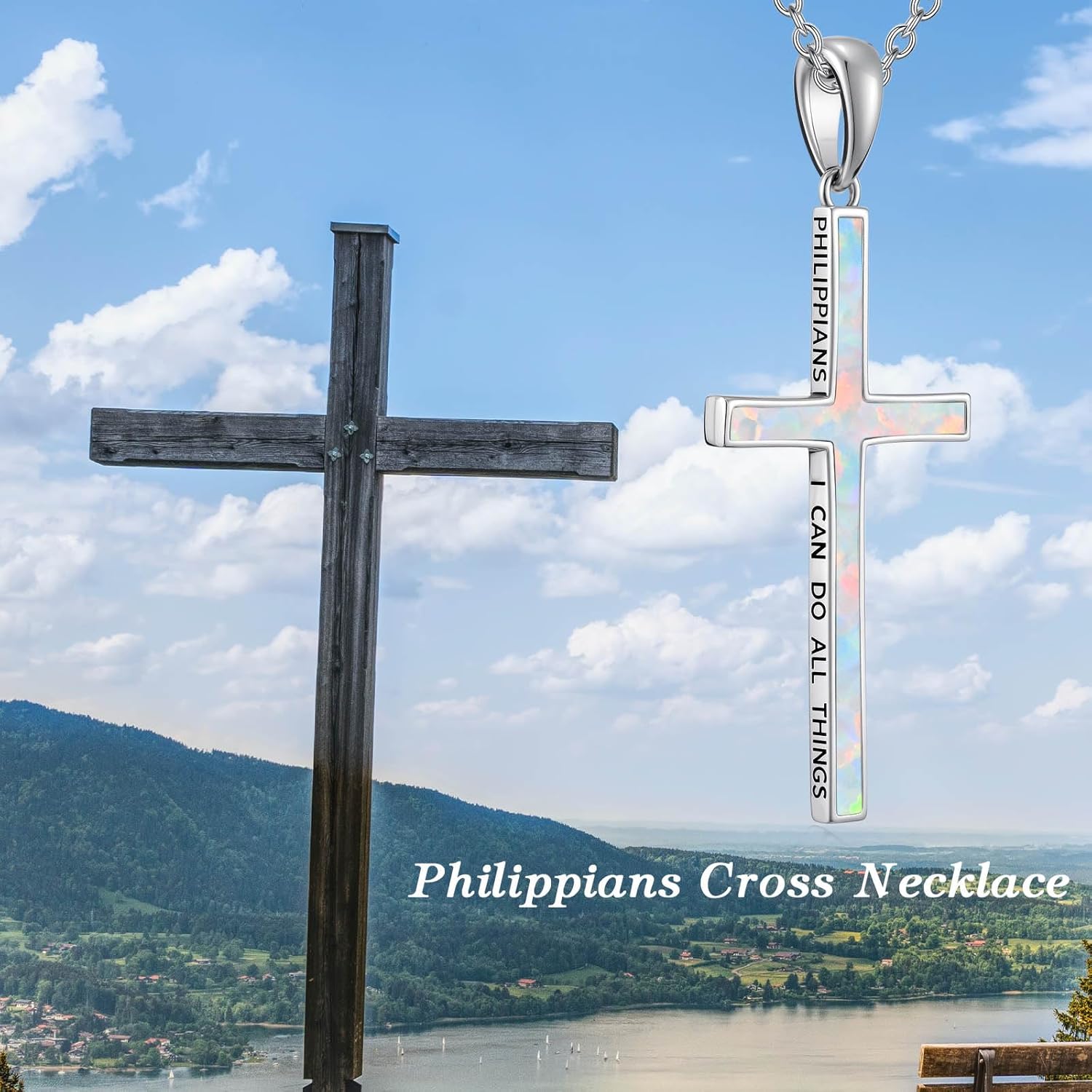 Cross Necklace 925 Sterling Silver Philippians 4:13 Cross Pendant I Can Do All The Things Inspirational Bible Verse Jewelry Gifts for Women