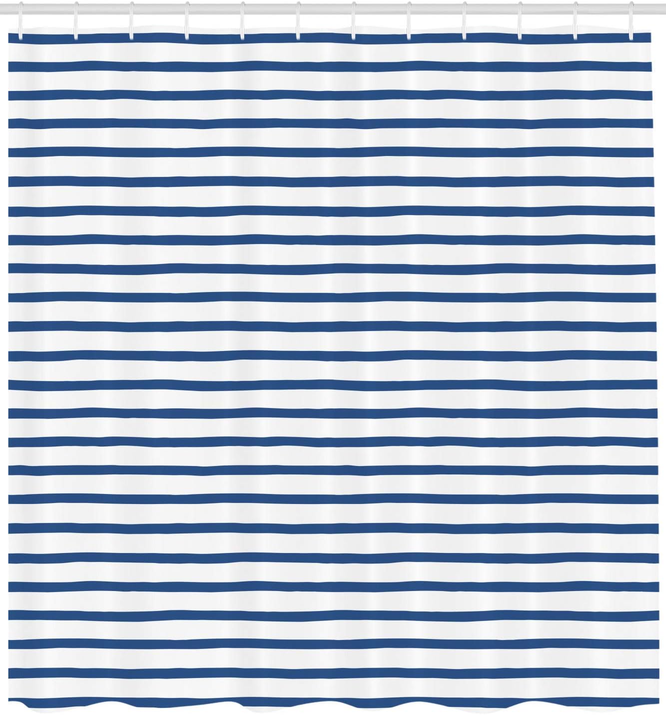 ABAKUHAUS Harbour Stripe Shower Curtain, Horizontal Nautical Stripes Pattern Hand Drawn Marine Sea Illustration - Image 3