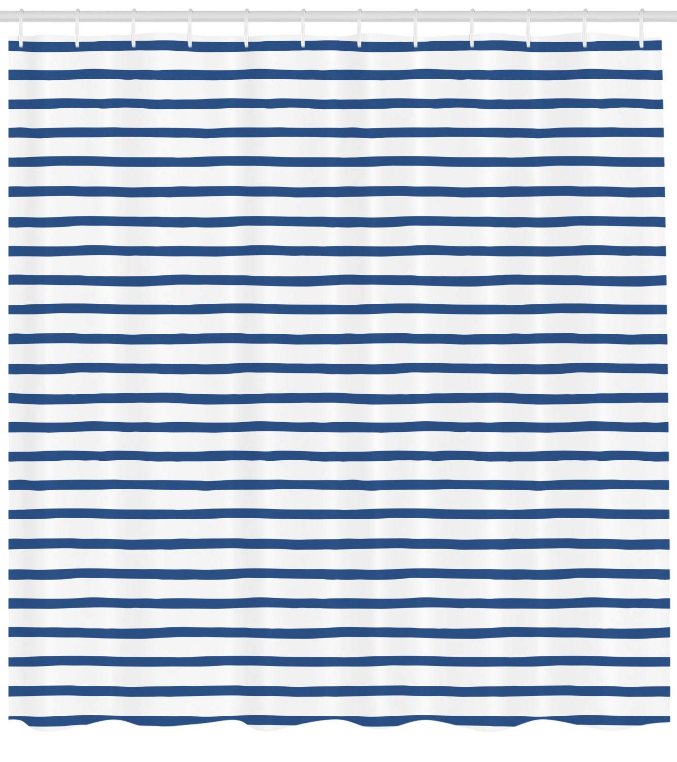 ABAKUHAUS Harbour Stripe Shower Curtain, Horizontal Nautical Stripes Pattern Hand Drawn Marine Sea Illustration - Image 2