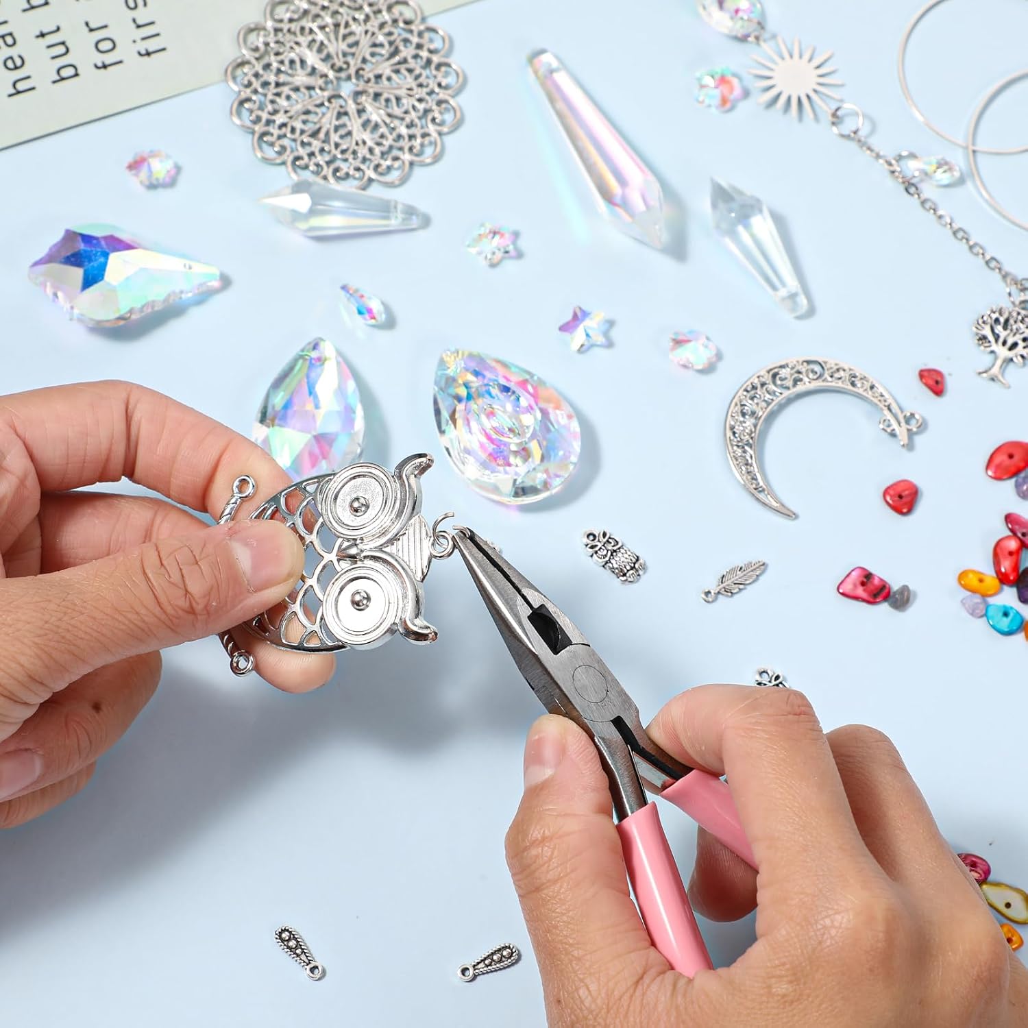 Sun Catcher Kits for Adults 500 Pcs DIY Suncatcher Kits Suncatcher Making Supplies Art and Crafts for Adults Hanging Prism Sun Catcher with Crystals Ball Rainbow Maker for Indoor Window Home Decor